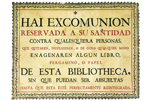 Cédula de excomunión del Papa Pío V (1568), destinado a los ladrones de libros de las bibliotecas universitarias